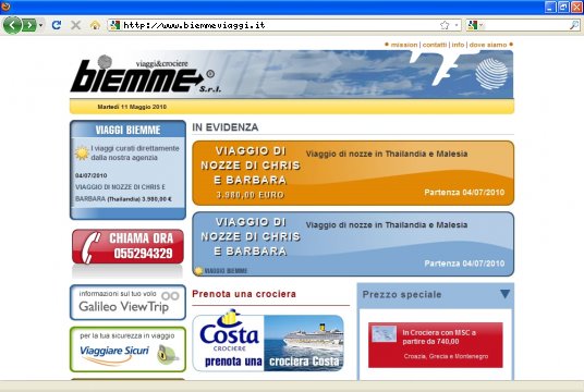 Realizzazione siti web a Firenze: sito Biemme Viaggi