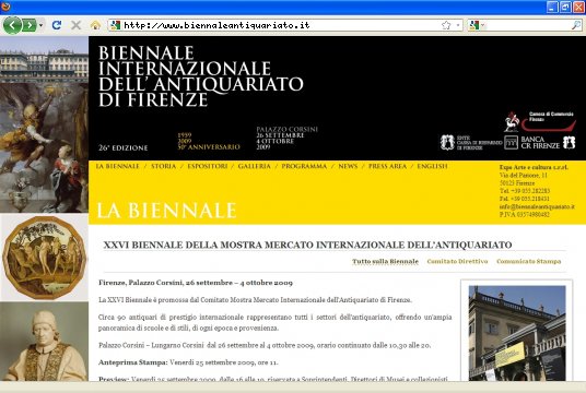 Realizzazione siti web a Firenze: sito Biennale dell' antiquariato